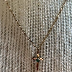 Baby Necklace and Cross with Emerald